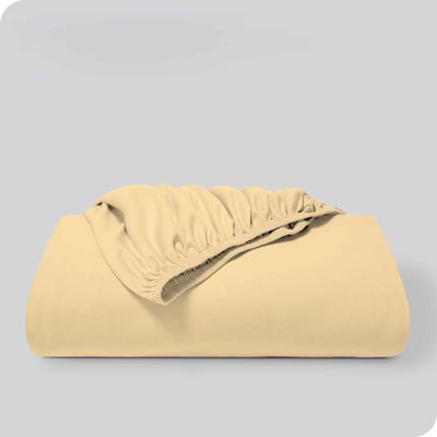 California King Fitted Sheet 100% Supima Cotton, 425 TC Soft & Breathable Beige Bottom Sheet 14" Inch Deep Pocket Hotel Quality, Single Sheet Only