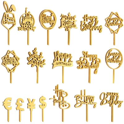 150-Pack Gold Glitter Birthday Cake Toppers, Double-Sided Acrylic Cake Decorations, Fun Cupcake Toppers