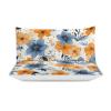 Blue and Orange Flowers On White Background 3 Pieces Bedding Set Super Soft Cozy Duvet Cover Set Lighweight Microfiber Comforter Cover with Zipper for Adult Bedroom Decor All Season 102"x90" view 3