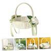 Healifty Romantic Flower Girl Basket Small Lightweight Wedding Basket with Elegant Bowknot and Floral Design for Young Wedding Ceremony Decor view 4