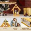 Magicsculp 7.5" Nativity Scene with Lights - Hand Painted Nativity Sets Resin Figure, First Christmas Story Decoration Holy Family Manger Little People Nativity Set for Indoor Mantle Shelf Tabletop view 3
