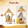Magicsculp 7.5" Nativity Scene with Lights - Hand Painted Nativity Sets Resin Figure, First Christmas Story Decoration Holy Family Manger Little People Nativity Set for Indoor Mantle Shelf Tabletop view 4
