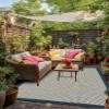 Rugs.com - Outdoor Border Rug 9' x 12' Navy Blue Washable Indoor/Outdoor Rug Easy-Clean Flatweave for Patios, Decks, and Porches view 4