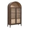 BOWERY HILL Contemporary Wood Storage Display Cabinet, Walnut and Light Oak Finish, Arched Top with Tempered Glass Doors, Adjustable Shelves, Full-Glide Drawers, Living Room or Hallway Furniture view 1