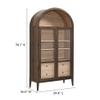 BOWERY HILL Contemporary Wood Storage Display Cabinet, Walnut and Light Oak Finish, Arched Top with Tempered Glass Doors, Adjustable Shelves, Full-Glide Drawers, Living Room or Hallway Furniture view 3