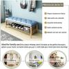 Entryway Shoe Bench with PU Leather Seat, Golden Shoe Rack Shelf, Metal Shoe Organizer with Soft Cushion for Entryway, Bedroom, Living Room - 1pc(Blue,100x35x45cm) view 2
