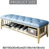 Entryway Shoe Bench with PU Leather Seat, Golden Shoe Rack Shelf, Metal Shoe Organizer with Soft Cushion for Entryway, Bedroom, Living Room - 1pc(Blue,100x35x45cm) view 4