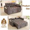 3 in 1 Convertible Sleeper Sofa Bed, 52'' Velvet Pull Out Couch Bed with Comfy Pillows & Adjustable Backrest/Side Pockets,Futon Loveseat Sleeper Sofa for Small Spaces Living Room Bedroom (Dark Grey) view 2