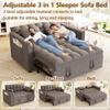 3 in 1 Convertible Sleeper Sofa Bed, 52'' Velvet Pull Out Couch Bed with Comfy Pillows & Adjustable Backrest/Side Pockets,Futon Loveseat Sleeper Sofa for Small Spaces Living Room Bedroom (Dark Grey) view 3