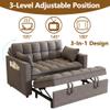 3 in 1 Convertible Sleeper Sofa Bed, 52'' Velvet Pull Out Couch Bed with Comfy Pillows & Adjustable Backrest/Side Pockets,Futon Loveseat Sleeper Sofa for Small Spaces Living Room Bedroom (Dark Grey) view 4