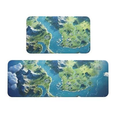 World Map Print Kitchen Mats for Floor,Kitchen Rugs Set,for Various Indoor and Outdoor Spaces