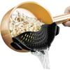 For Multipurpose Clip-On Strainer Silicone Kitchen Colander in Black view 1