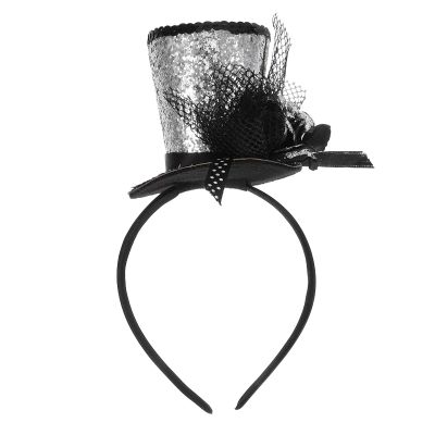 Didiseaon Top Hat Headband Mini: Sequins Tea Party Headpiece Fascinator Sparkling Glitter Headwear For Women New Year Holiday Props Photography