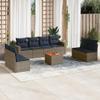 SKM 9 Piece Patio Sofa Set with Cushions Gray Poly Rattan,Gray (Weight 116.4KG) view 1