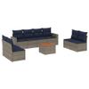 SKM 9 Piece Patio Sofa Set with Cushions Gray Poly Rattan,Gray (Weight 116.4KG) view 2