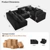110''Modular Sectional Couches for Living Room, Cloud Boneless Compressed Sectional Sofa, Oversized U Shaped 5 Seater Upholstered Memory Foam Sofa, No Assembly, Chenille Black view 2