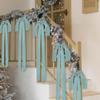 Aneco 6 Pieces Large Light Blue Velvet Christmas Bows 35 x 16 Inch Christmas Swag Bow Pre Tied Fence Staircase Wreath Bows Holiday Tree Topper for Xmas Home Door Outdoor Decorations view 3