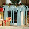 Aneco 6 Pieces Large Light Blue Velvet Christmas Bows 35 x 16 Inch Christmas Swag Bow Pre Tied Fence Staircase Wreath Bows Holiday Tree Topper for Xmas Home Door Outdoor Decorations view 4