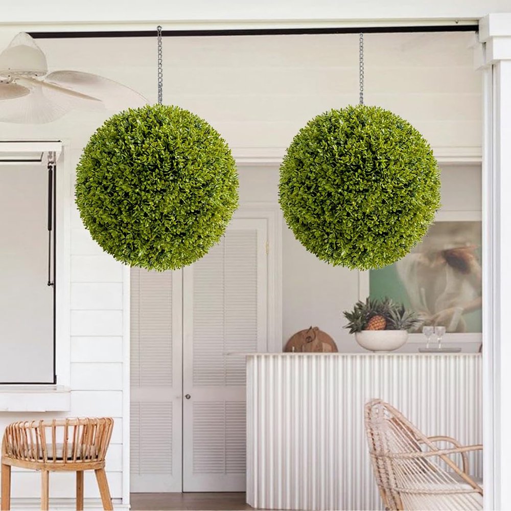 11.8 Inch Large Artificial Topiary Balls Set of 4,Fake Greenery Hanging Balls for Home Decor Indoor and Outdoor,Mi Zilan