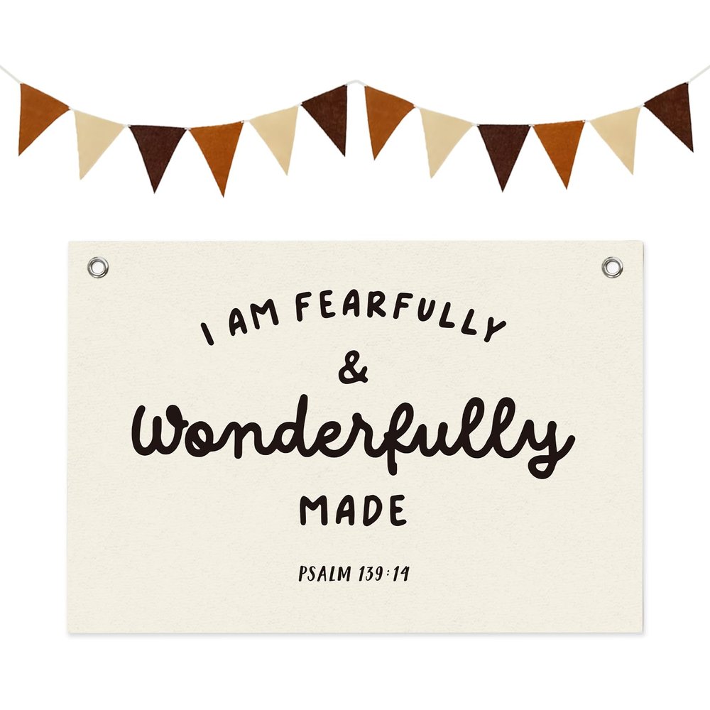 OSUNBD Bible Verse Canvas Banner for Classroom Nursery Kids Room Wall Decor