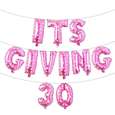 30th Birthday Party Decor for Her or Him Decoration Set Its Giving 30 Balloon Banner 30th Birthday Funny 30th Thirty Party Supplies for Men Women (ITS GIVING 30 Pink Heart)