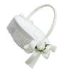 White Flower Girl Basket for Wedding Ceremony and Party Decor view 1