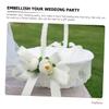 White Flower Girl Basket for Wedding Ceremony and Party Decor view 3