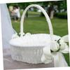 White Flower Girl Basket for Wedding Ceremony and Party Decor view 4
