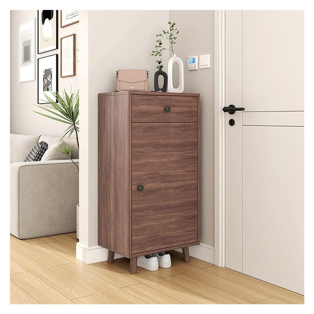 4-Tier Freestanding Shoe Cabinet, Hidden Board Shoe Cabinet, Farmhouse Slim Shoes Cabinets for Rooms