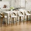 26" Counter Height Bar Stools Set of 4, Swivel Kitchen Island Stools with Ergonomic Curved Backrest, Solid Wood Legs, 300 lbs Capacity, Modern Walnut Finish, Perfect for Kitchen Island(White) view 1