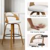 26" Counter Height Bar Stools Set of 4, Swivel Kitchen Island Stools with Ergonomic Curved Backrest, Solid Wood Legs, 300 lbs Capacity, Modern Walnut Finish, Perfect for Kitchen Island(White) view 3