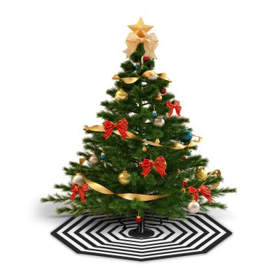 Christmas Tree Skirt Black White Spider Web Xmas Tree Skirt Octagonal Halloween Tree Mat Christmas Holiday Party Home Decorations, 36inch Across