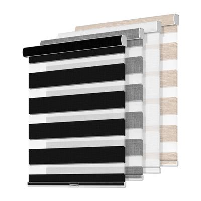 Boolegon Cordless Zebra Blinds for Windows, Free-Stop, Dual Layer Zebra Blinds for Indoor Windows, Filtering Light Control for Day & Night, Sheer Shades for Home or Office, Black, 86" W x 36" H