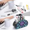 QMNALP Tv Remote Control Holder Space Saver Cute & Durable Remote Caddy Leather Desktop Caddy Storage Organizer Stained Glass Pattern Printed Remote Holder view 3