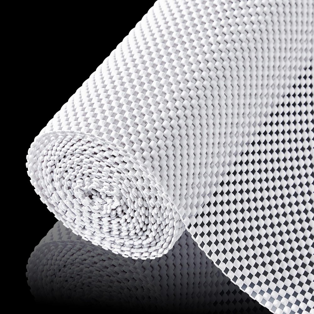 ALIUNI Shelf Liner for Kitchen Cabinet, Drawer Liners Non Slip Non Adhesive Thick Mat, Breathable Dresser Pantry Bathroom Protector, White, 12" x 360"