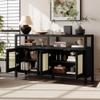 Elegant Black Bohemian Style Rattan Buffet Storage Cabinet - Solid Wood Structure, 3-Position Adjustable Shelves, Perfect for Contemporary Living & Dining Spaces, Easy No-Handle Push-to-Open! view 3