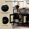 Elegant Black Bohemian Style Rattan Buffet Storage Cabinet - Solid Wood Structure, 3-Position Adjustable Shelves, Perfect for Contemporary Living & Dining Spaces, Easy No-Handle Push-to-Open! view 4