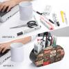QMNALP Tv Remote Control Holder Space Saver Cute & Durable Remote Caddy Leather Desktop Caddy Storage Organizer Old License Plate Printed Remote Holder view 3
