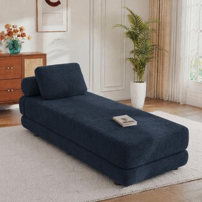 WIXIDIEL 80-Inch Inch Upholstered Daybed, Chaise Lounge Chair Indoor for Living Room, Navy