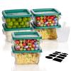 2QT NSF Food Storage Containers: 6 PCS [Food Grade][Hot&Cold Resistant] Commercial Clear Square Food Storage Containers with Scales Handles for Home Restaurant Kitchen Proof Dough(BPA FREE-GREEN N2) view 1