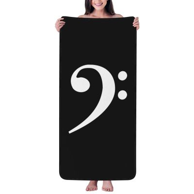 AHUNARLOP Bass Clef Music Logo Bath Towel - Quick Drying - Microfiber Coral Velvet Highly Absorbent Towels - Use as Bath Fitness, Bathroom, Shower, Sports, Yoga Towel (White)