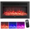 LDAILY 36" Electric Fireplace, Wall Mounted/Recessed, 3-Color Flame, 5 Brightness, 8H Timer, 750/1500W Freestanding Insert, Black (36 inches) view 1