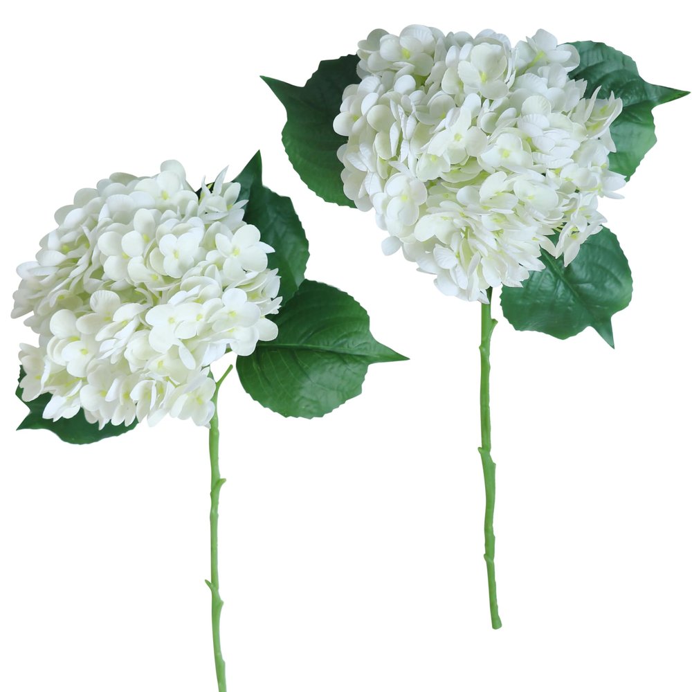 2pcs Real Touch Hydrangea Artificial Flowers Fake Flowers Artificial Plant for Vase Home Decor Wedding Bouquet Party Decorations(2PCS White)