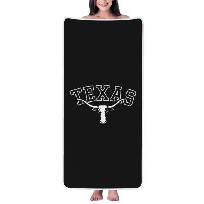 AHUNARLOP Texas Longhorn Lone Star State Texas Strong Bath Towel - Quick Drying - Microfiber Coral Velvet Highly Absorbent Towels - Use as Bath Fitness, Bathroom, Shower, Sports, Yoga Towel (White)