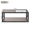 39" Modern Glass Wood Coffee Table, Functional Storage Table for Living Room Decor, Tempered Glass Top and MDF Frame for Stylish Interiors, Brown(Product K) view 2