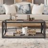 39" Modern Glass Wood Coffee Table, Functional Storage Table for Living Room Decor, Tempered Glass Top and MDF Frame for Stylish Interiors, Brown(Product K) view 3