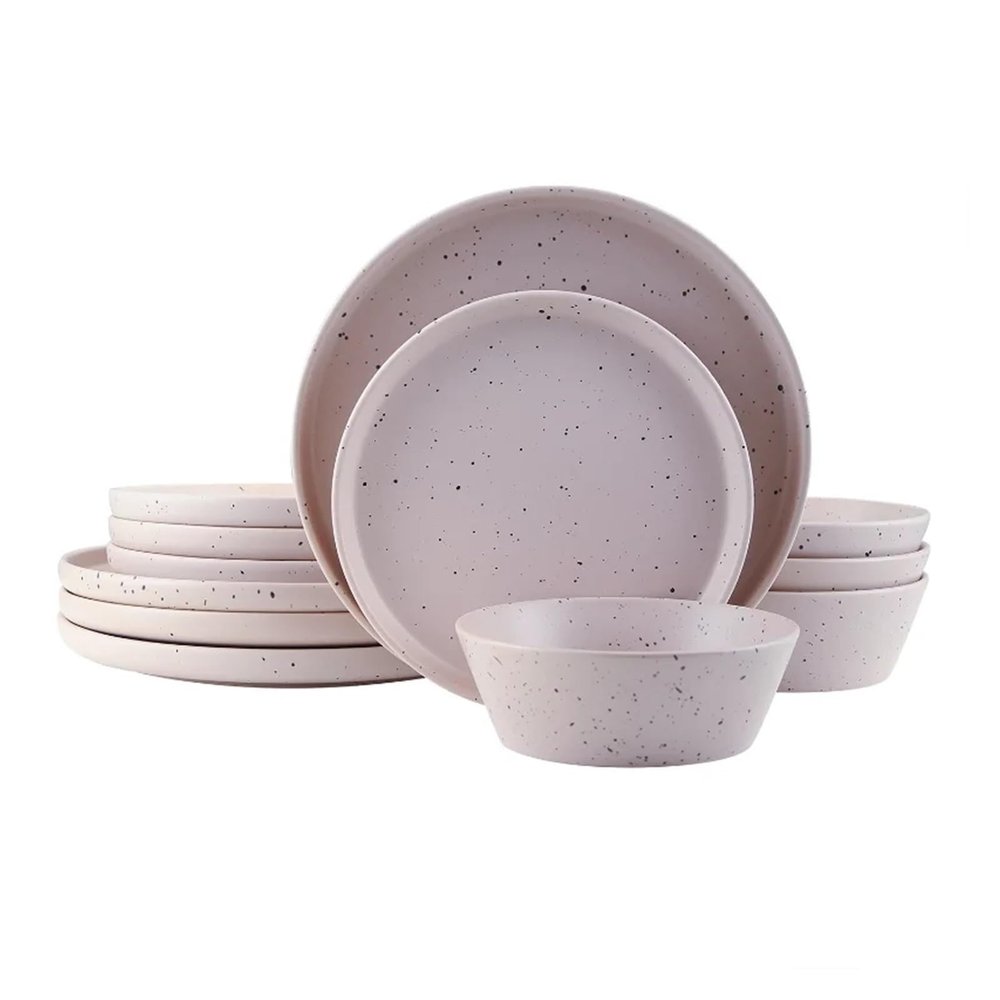 ONMYJFD 12-Piece Round Dinnerware Set Dishes and Plates Sets Dinner Set Dinner Set