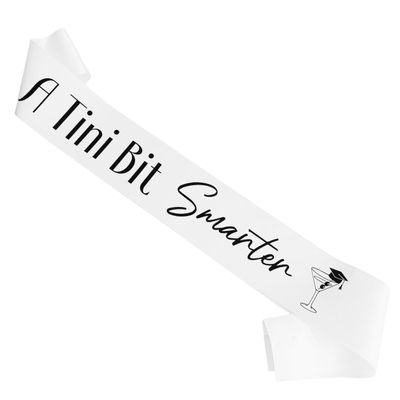 Decorit Martini Graduation Sash A Tini Bit Smarter Funny White Graduation Stole Gift for College University High School Nurse Law Medical Doctorate Graduate Senior Class of 2026 Party Celebration