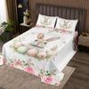 Manfei Rabbit Kids Bedspread Queen Size,Rose Egg Flower Floral Coverlet Set,Girls Boys Room Decor,Cute Dreamy Fairy Quilted Coverlet,Pink Green Bedding Quilt,2 Pillowcases view 1