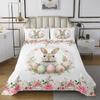 Manfei Rabbit Kids Bedspread Queen Size,Rose Egg Flower Floral Coverlet Set,Girls Boys Room Decor,Cute Dreamy Fairy Quilted Coverlet,Pink Green Bedding Quilt,2 Pillowcases view 2